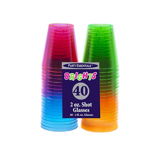 Shot Glasses Brights 2oz 40ct