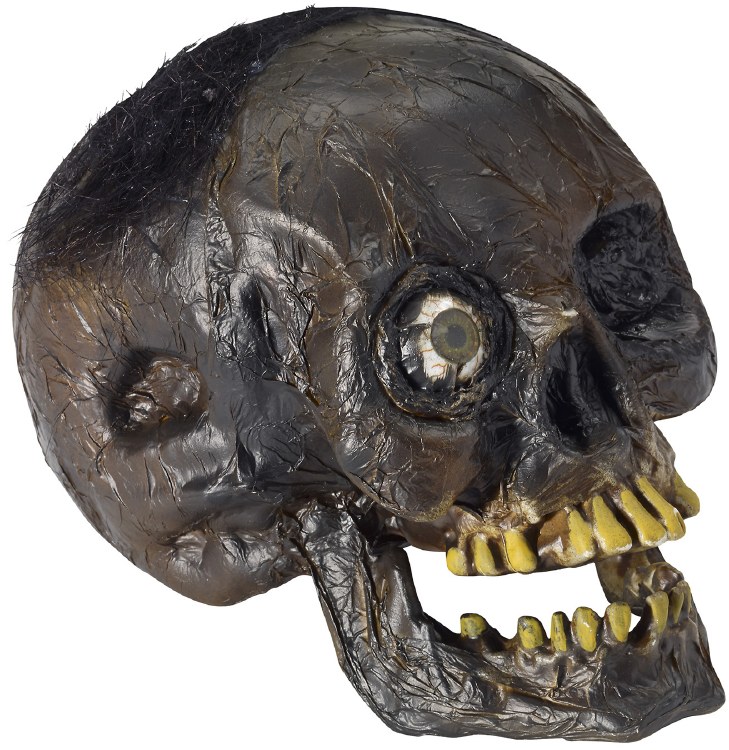 Life-Size Rotted Skull Prop w/ Glowing Red Eye