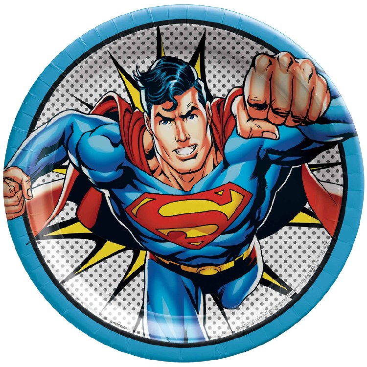 Heroes Unite Superman 9in Plate 8ct