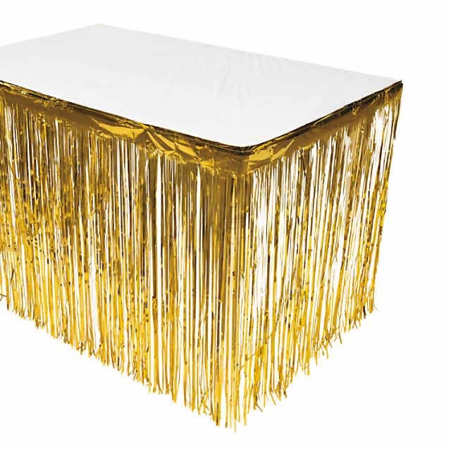 Tableskirt Fringe Foil Gold