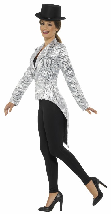 Sequin Tailcoat Jacket Silver Sm