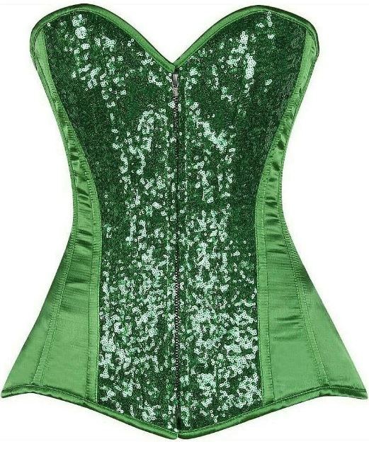 Green Sequined Steel Boned Corset SM