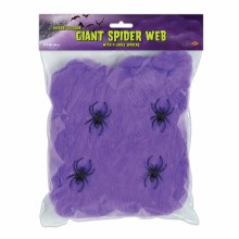 Giant Spider Web w/ 4 Spiders ~ Purple