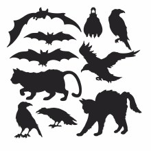 Classic Halloween Silhouette Cutouts ~ 10 Pack