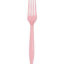 Classic Pink Plastic Forks 24ct