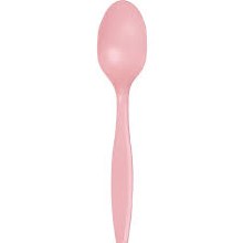 Classic Pink Plastic Spoons 24ct