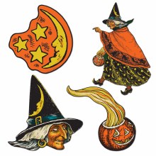 Vintage Witch Halloween Cutouts • 4 Pack