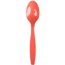 Coral Plastic Spoons 24ct