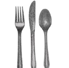 Silver Glitter Cutlery Set