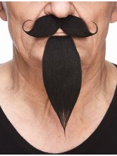 Pointed Long Beard w/ Handlebar Mustache Black