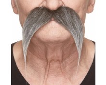 Long Cowboy Mustache Grey