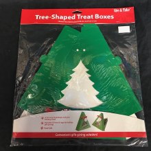 Green Christmas Tree Shaped Cookie Boxes ~ 2 Pack/9"x9"x2"