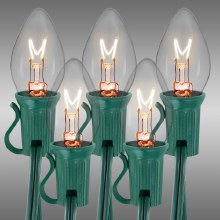 Lights 25 C9 Clear w/GrnW 20ft