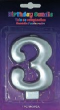 Candle Silver Number 3