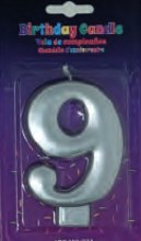Candle Silver Number 9
