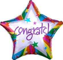 Congrats, Rainbow Star • Standard Size 17in. Mylar Helium Balloon