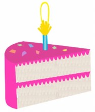Pinata Cake Slice w/Candle Pnk