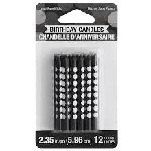 Candles Polka Dot Black Velvet 12ct