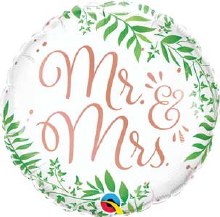 Mr. & Mrs. Greenery Round • Standard Size 18in. Mylar Helium Balloon