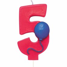 Number 5 Balloon Birthday Candle