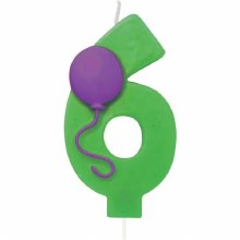 Number 6 Balloon Birthday Candle