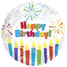 Standard Size / Happy Birthday Sparkling Candles Mylar ~ 18" {special order only}