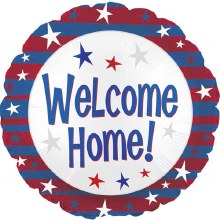 Welcome Home, Patriotic Round • Standard Size 18in. Mylar Helium Balloon