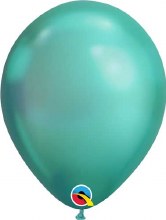 Green • Chrome Finish • Standard Size 11in. Latex Helium Balloon