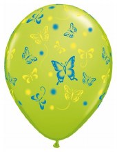 Insect • Butterfly Print, Lime Green 11in. Latex Helium Balloon