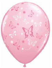 Insect • Butterfly Print, Pink • 11in. Latex Helium Balloon