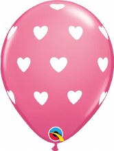 11in. Big Hearts, Rose • Standard Size Latex Helium Balloon