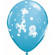 Jungle, Safari • Cute Jungle Print, Robin's Egg Blue • 11in. Latex Helium Balloon