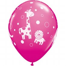 Jungle, Safari • Cute Jungle Print, Wild Berry Pink • 11in. Latex Helium Balloon