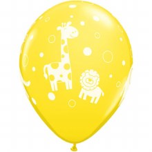 Jungle, Safari • Cute Jungle Print, Yellow • 11in. Latex Helium Balloon