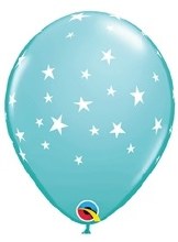 11in. Print Contempo Stars Latex Helium Balloon • CARIBBEAN BLUE