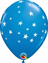 11in. Print Contempo Stars Latex Helium Balloon • ROYAL BLUE