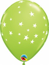 11in. Print Contempo Stars Latex Helium Balloon • LIME GREEN