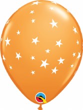 11in. Print Contempo Stars Latex Helium Balloon • ORANGE