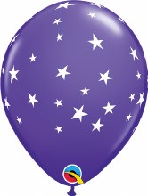 11in. Print Contempo Stars Latex Helium Balloon • PURPLE