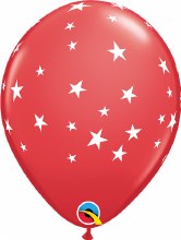 11in. Print Contempo Stars Latex Helium Balloon • RED