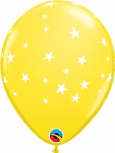 11in. Print Contempo Stars Latex Helium Balloon • YELLOW