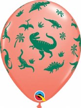 Dinosaur Print, Coral • 11in. Latex Helium Balloon