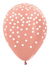 11in. Faux Confetti Latex Balloon ~ Rose Gold w/ White Confetti Print