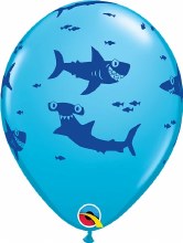 Ocean • Shark Print, Robin's Egg Blue • 11in. Latex Helium Balloon