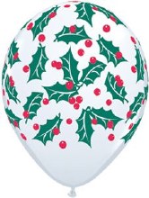 Holly Berry Standard Size Latex Helium Balloon 11in.