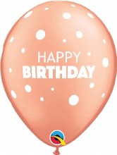 11" Happy Birthday Latex Balloon / Large & Small Dots ~ ROSE GOLD