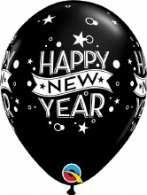 11in. Happy New Year Latex Balloon ~ BLACK