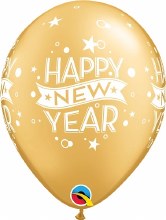 11in. Happy New Year Latex Balloon ~ GOLD