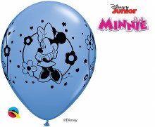 11in. Minnie Mouse Latex Balloon / Flower Pattern ~ PERIWINKLE