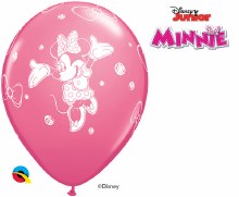 11in. Minnie Mouse Latex Balloon / Bow Pattern ~ ROSE